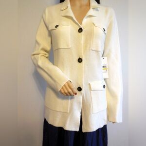 NWT Calvin Klein women's cream belted cargo style cardigan sweater - Size Medium